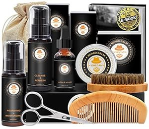 Upgraded Beard Grooming Kit w/Beard Conditioner,Beard Oil,Beard Balm,Beard Brush,Beard Shampoo/Wa... | Amazon (US)