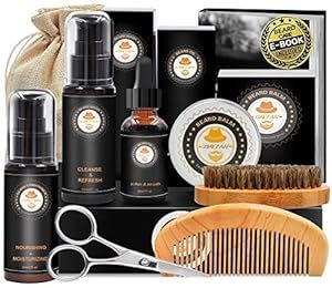 Upgraded Beard Grooming Kit w/Beard Conditioner,Beard Oil,Beard Balm,Beard Brush,Beard Shampoo/Wa... | Amazon (US)