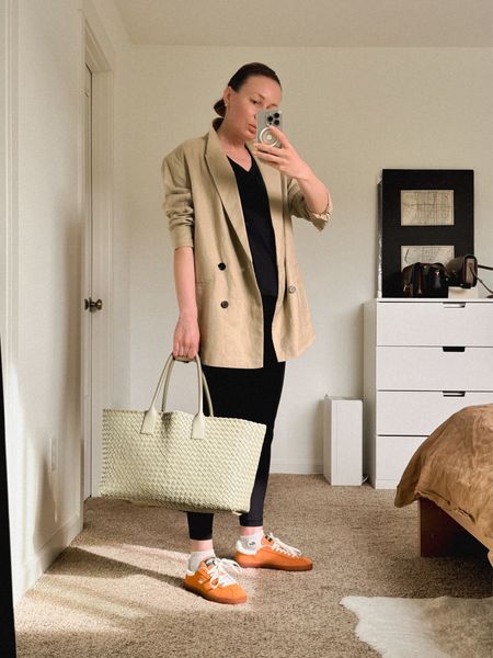 Channeling my inner Princess Diana: business athleisure meets preppy chic. Gotta run a ton of errands and make some time for exercise too.
Wearing lululemon leggings + older Nike tennis tank top (similar linked) + Lacoste baseshot sneakers + Everlane double breasted linen blazer (linked as is) + Bottega Veneta Cabat bag in travertine (If you love the shape but hate the price go with a canvas or straw tote for Summer, I linked a few cute options). 

#LTKActive #LTKSaleAlert #LTKSeasonal