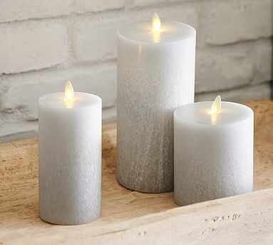 Premium Flickering Flameless Wax Pillar Candles - Salt Washed | Pottery Barn (US)