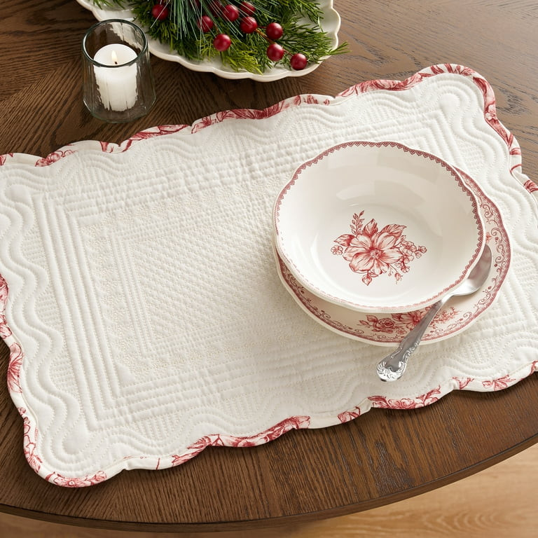 The Pioneer Woman Agatha Quilted Fabric Placemat, Red, 14"W x 20"L | Walmart (US)