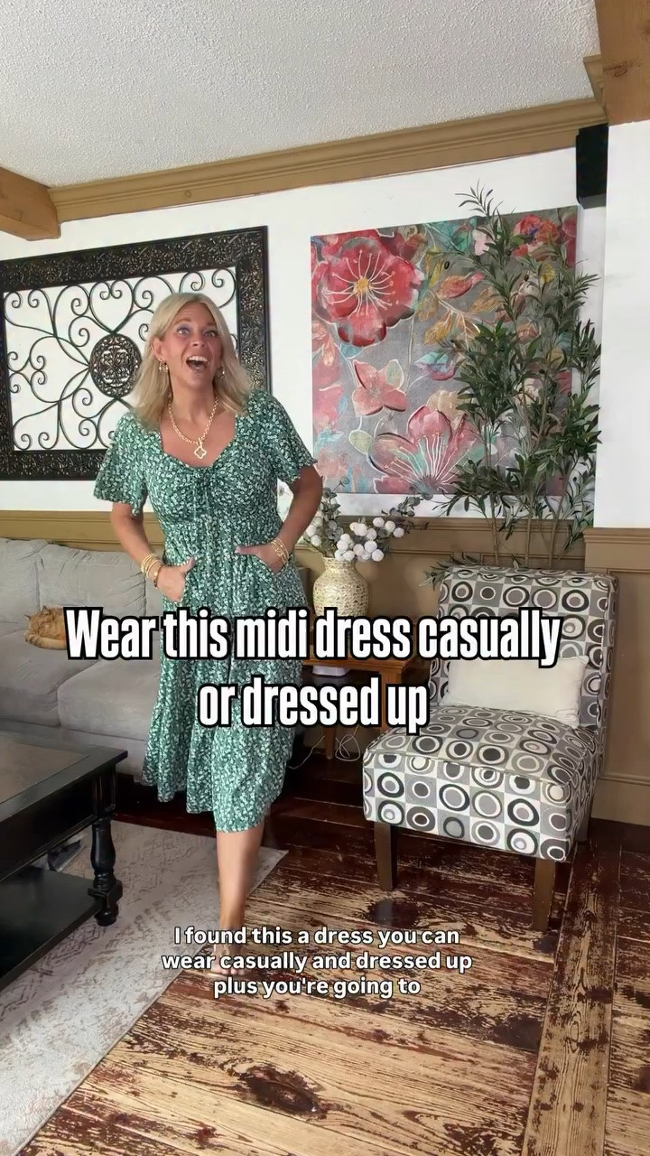 Style this flutter sleeve midi dress 👗 casually or dresses up. I’m wearing the the size 10 and it’s a perfect fit for my curves (I’m 5’7”, 164lbs, 38c).

#LTKOver40 #LTKWorkwear #LTKWedding