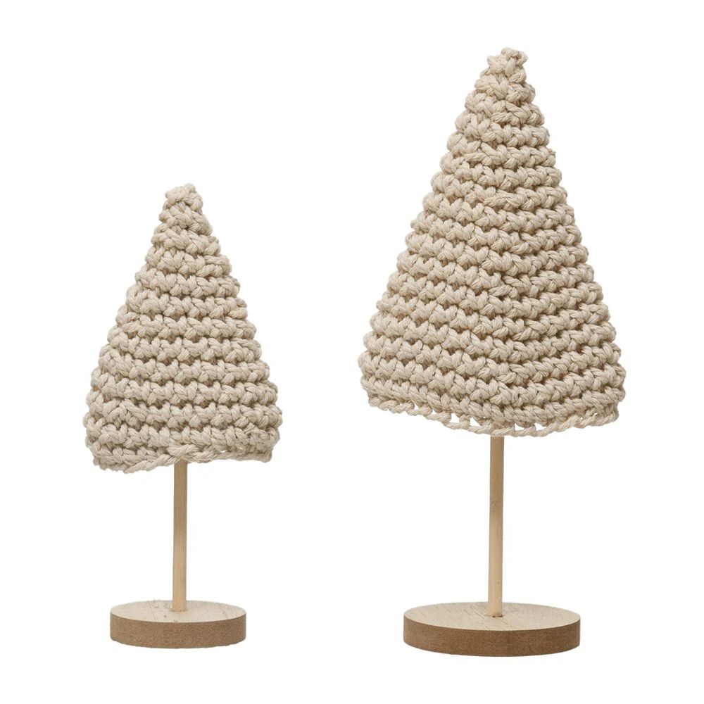 Cotton Crochet Cone Trees, Set of 2 - Cream | Shop Sweet Lulu