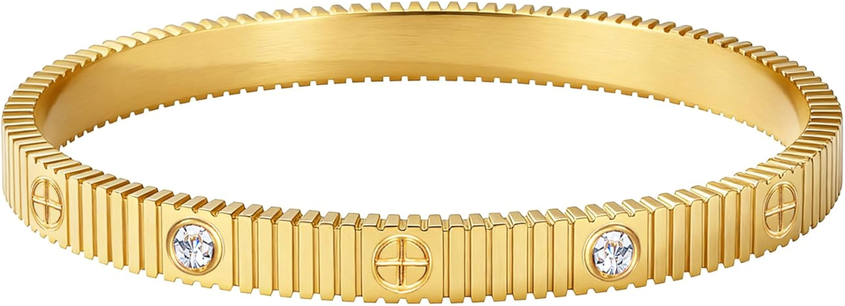 18K Gold Plated Love Bracelets for Women Stainless Steel Cuff Bangle Simple Durable Everyday Wear... | Amazon (US)