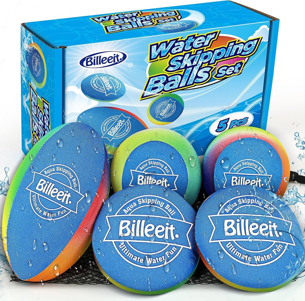 5Pcs Water Skipping Balls Set for Pool Play, Multi-Colored Splash Water Bouncing Balls, Fun Water... | Amazon (US)