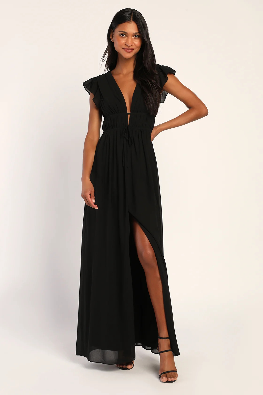 I'm All Yours Black Ruffled Maxi Dress | Lulus