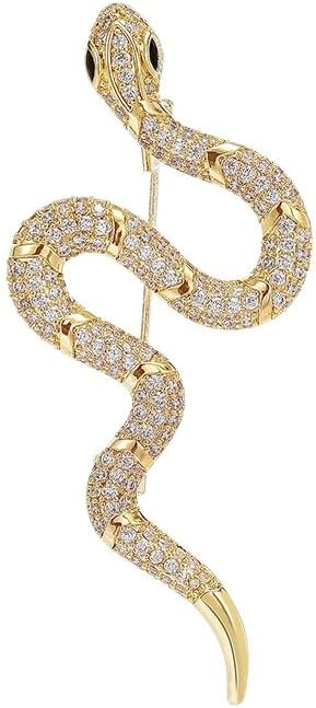 Gold Snake Brooches Pins for Women Men Statement Snake Enamel Lapel Pins Crystal Rhinestone Acces... | Amazon (US)