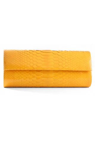 Glazed Sunglow Yellow Python Leather 'Audrey' Cocktail Clutch | Mel Boteri