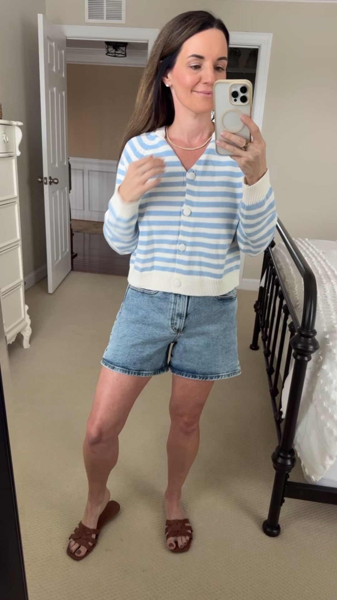 Sweater and designer dupe shorts are from Target. 
Jewelry is 25% off (no code needed)