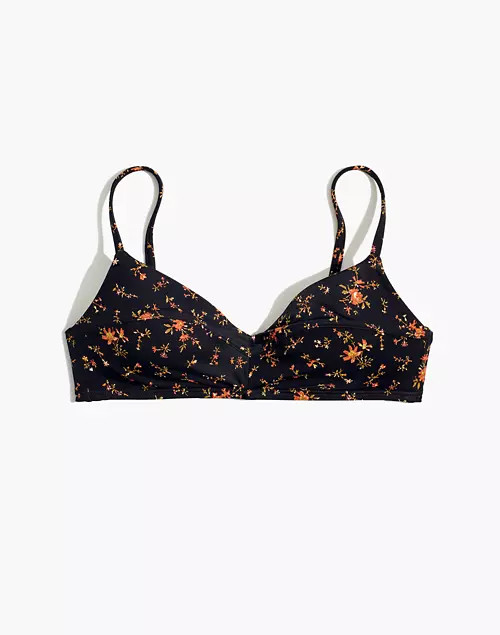 Madewell Second Wave Retro Seamed Bikini Top in Fresh Sprigs | Madewell