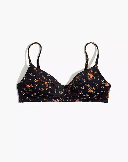 Madewell Second Wave Retro Seamed Bikini Top in Fresh Sprigs | Madewell