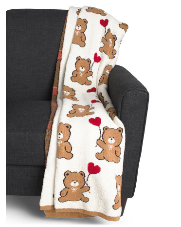 Teddy Bear With Hearts Throw | TJ Maxx