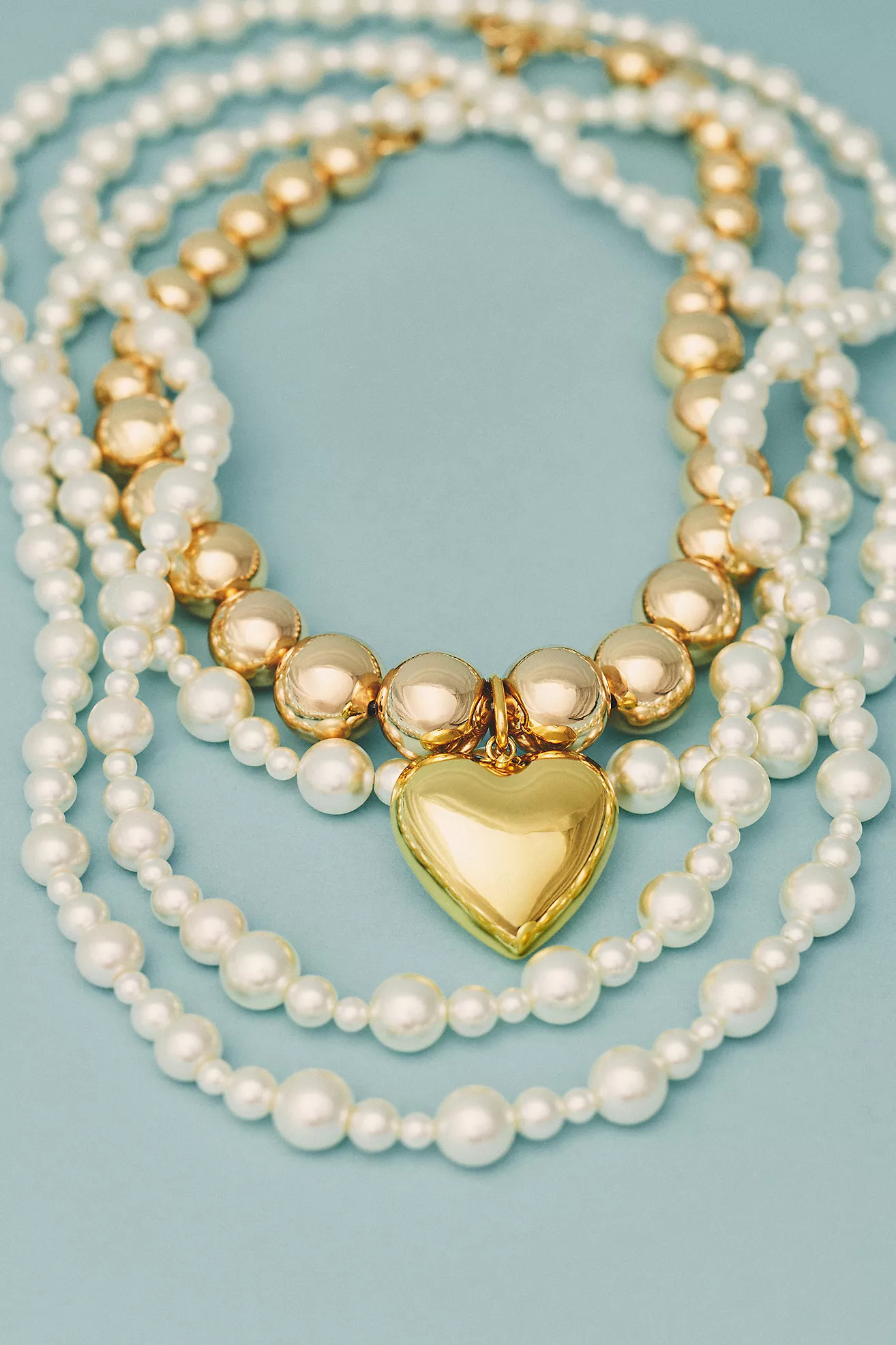 Chunky Ball-Beaded Heart Necklace | Anthropologie (US)