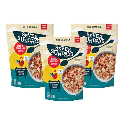 Seven Sundays Nut Granola Cereal, Rise & Shine Strawberry Banana Nut, 20 Oz (Pack of 3), Grain & Gluten Free, 5g Protein, 5g Net Carbs, Keto Friendly | Amazon (US)