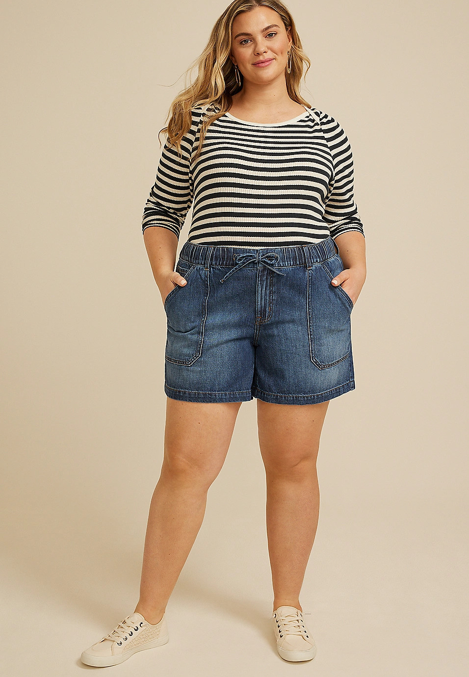 Plus Size m jeans by maurices™ High Rise Dark Soft 6in Short | Maurices