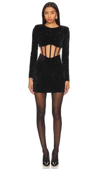 Friya Mini Dress | Black Long Sleeve Dress | Black Corset Dress | Black Cut Out Dress Black Outfit | Revolve Clothing (Global)