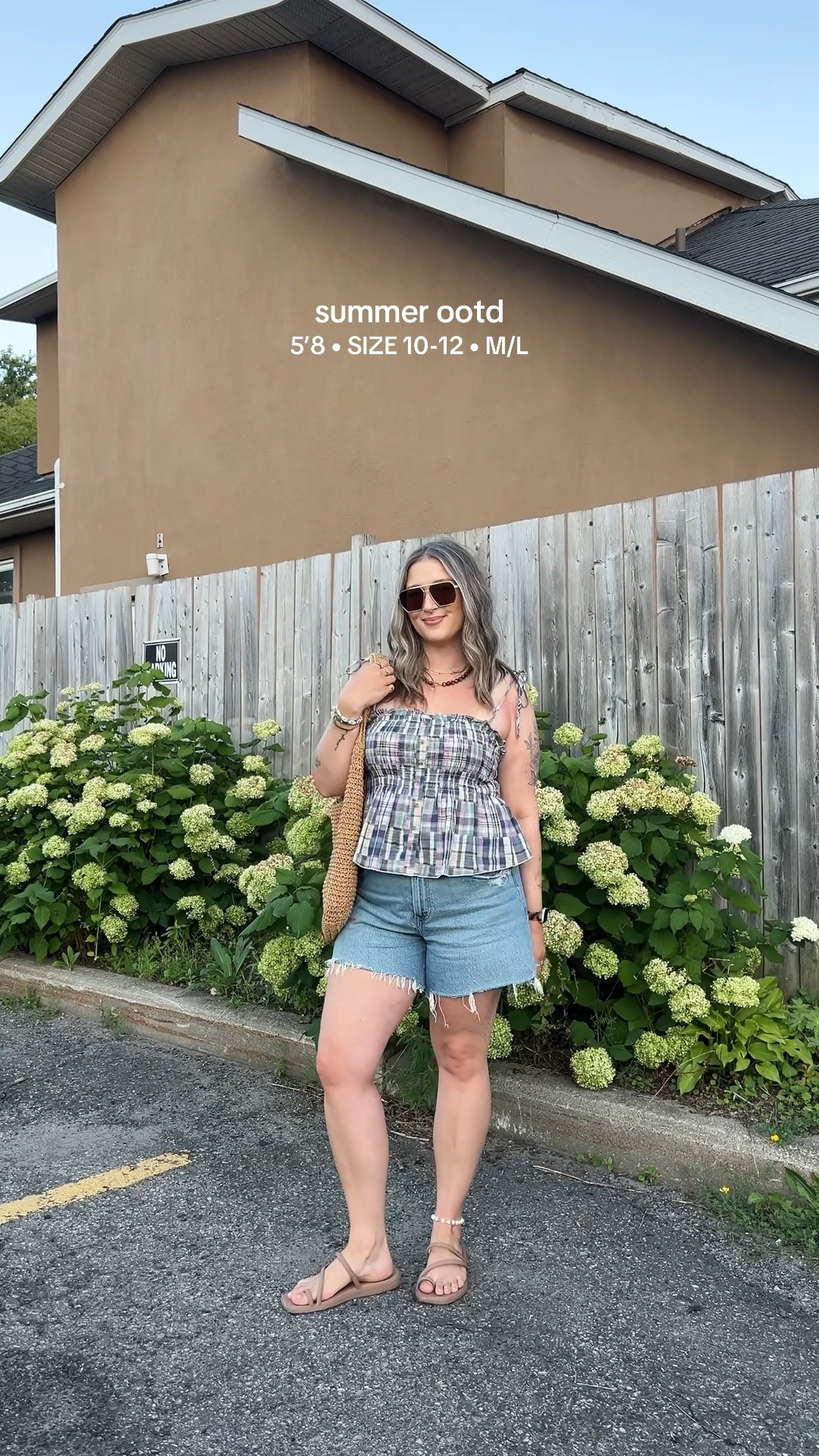 Simple summer outfit! Wearing L in the plaid tank top. Sized up to 32 in the denim shorts for a loose fit. I’m a 9.5-10 shoe and wear a 10 in the crocs sandals, Canadian crocs link under “similar products”

#LTKsummer #LTKsale #LTKmidsize