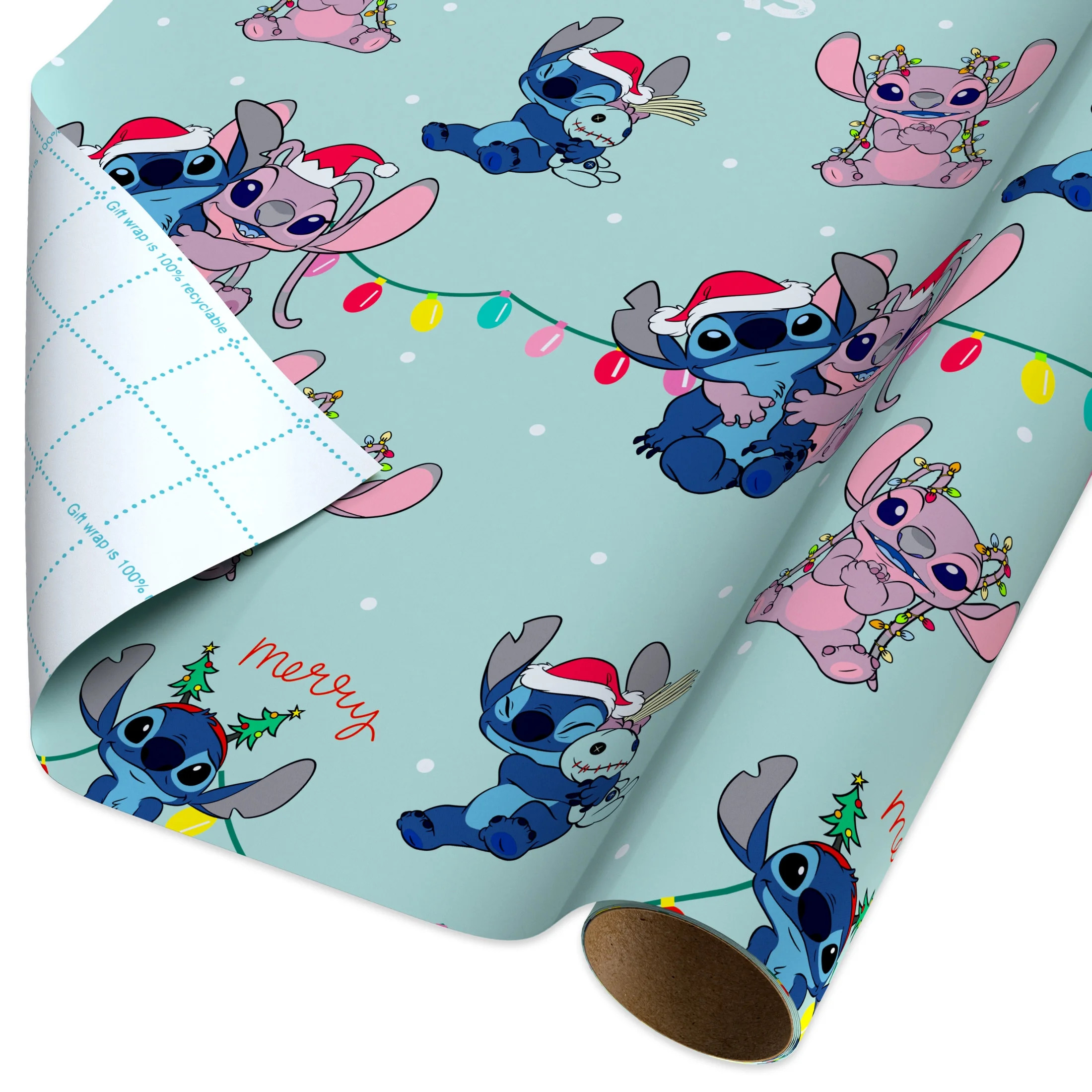Plus Mark 40 in. Lilo and Stitch Light Blue Christmas Wrapping Paper with Cutlines (60 Sq. ft., 1... | Walmart (US)