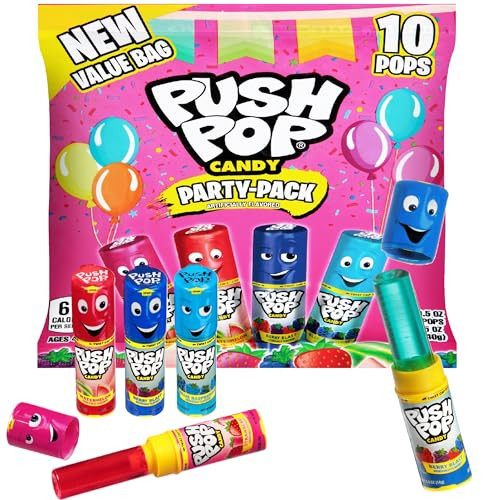 Push Pop Christmas Candy Variety Pack, 10 Ct Lollipops Individually Wrapped in Fruity Flavors, Bulk Individually Wrapped Hard Candy, Birthday Party Favors, Stocking Stuffers, Kids Gifts | Amazon (US)