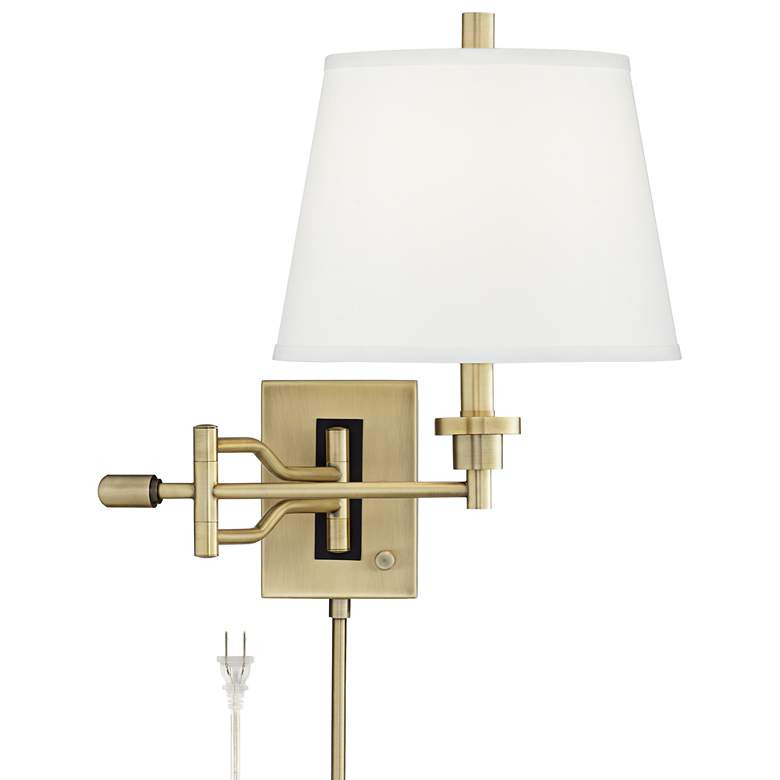 Barnes and Ivy Eleganta Satin Brass Swing Arm Wall Lamp with Cord Cover - #81K76 | Lamps Plus | Lamps Plus