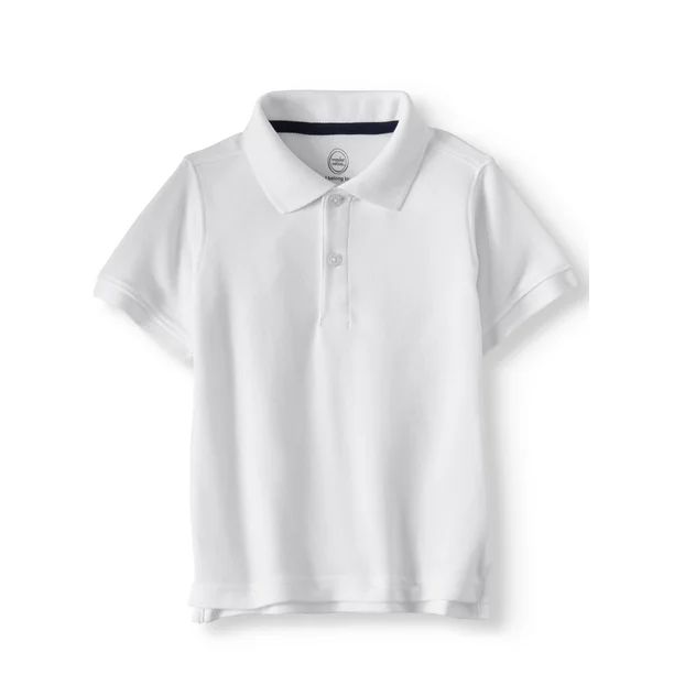 Wonder Nation Toddler Boys School Uniform Short Sleeve Pique Polo Shirt, 2-Pack Value Bundle | Walmart (US)