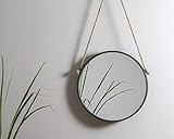 Foreside 15 inch Diameter Round Rustic Wall Mirror with Hanging Rope, Medium, Black | Amazon (US)