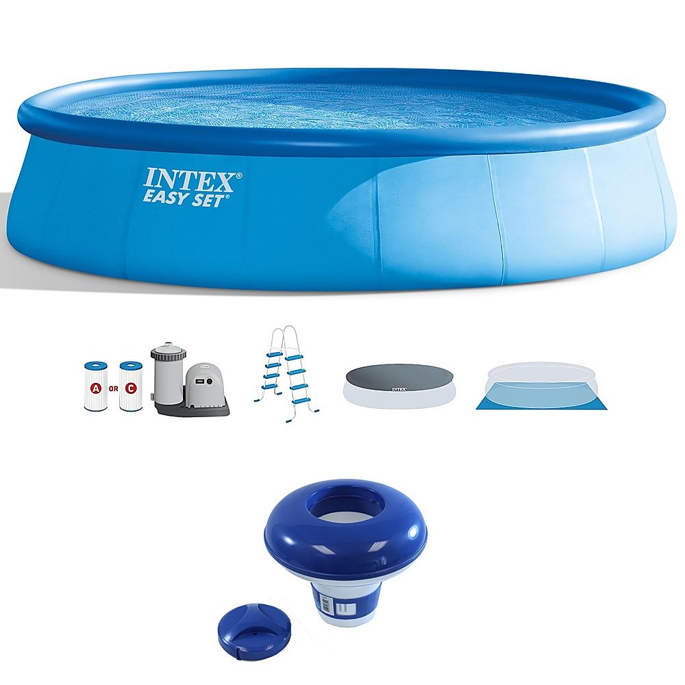 Intex 18' x 48" Round Above Ground Swimming Pool w/ 7" Chlorine Dispenser 26175EH + 8720 - Best B... | Best Buy U.S.