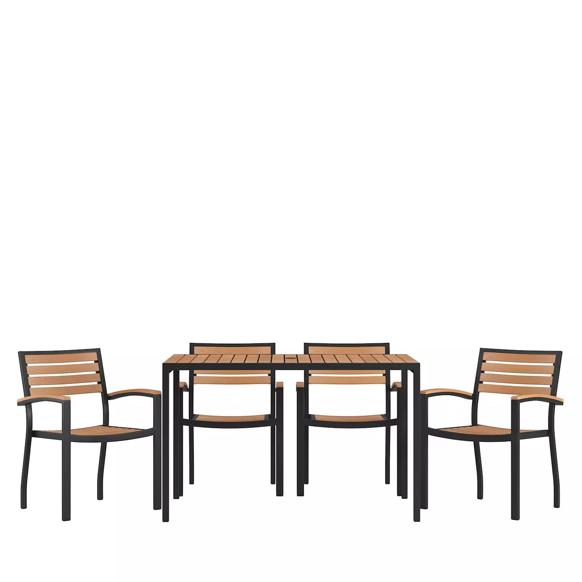 Flash Furniture Faux Teak Outdoor Dining Table & Chair 5-piece Set | Kohl's
