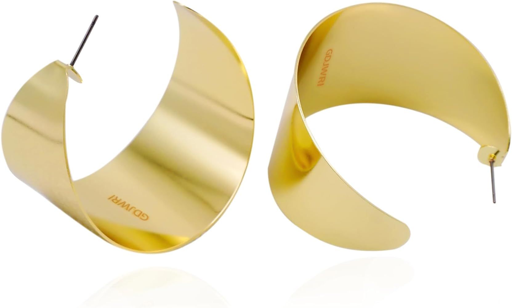 Geometric Chunky Hoop Earrings Large Vintage Statement Hypoallergenic Gold Plated Boho Earrings J... | Amazon (US)
