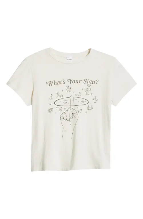 Re/Done What's Your Sign Club Cotton Graphic T-Shirt in Vintage White at Nordstrom, Size Large | Nordstrom