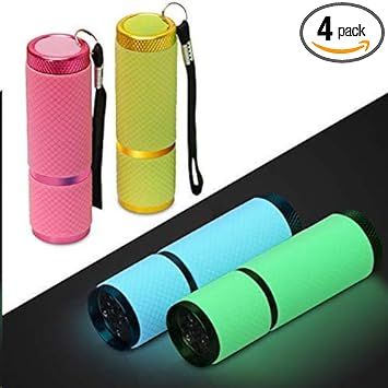 AHIER 9 LED Glow in Dark Flashlights, 4 Pack Rubber Coated Small Flashlights with Straps, Portabl... | Amazon (US)
