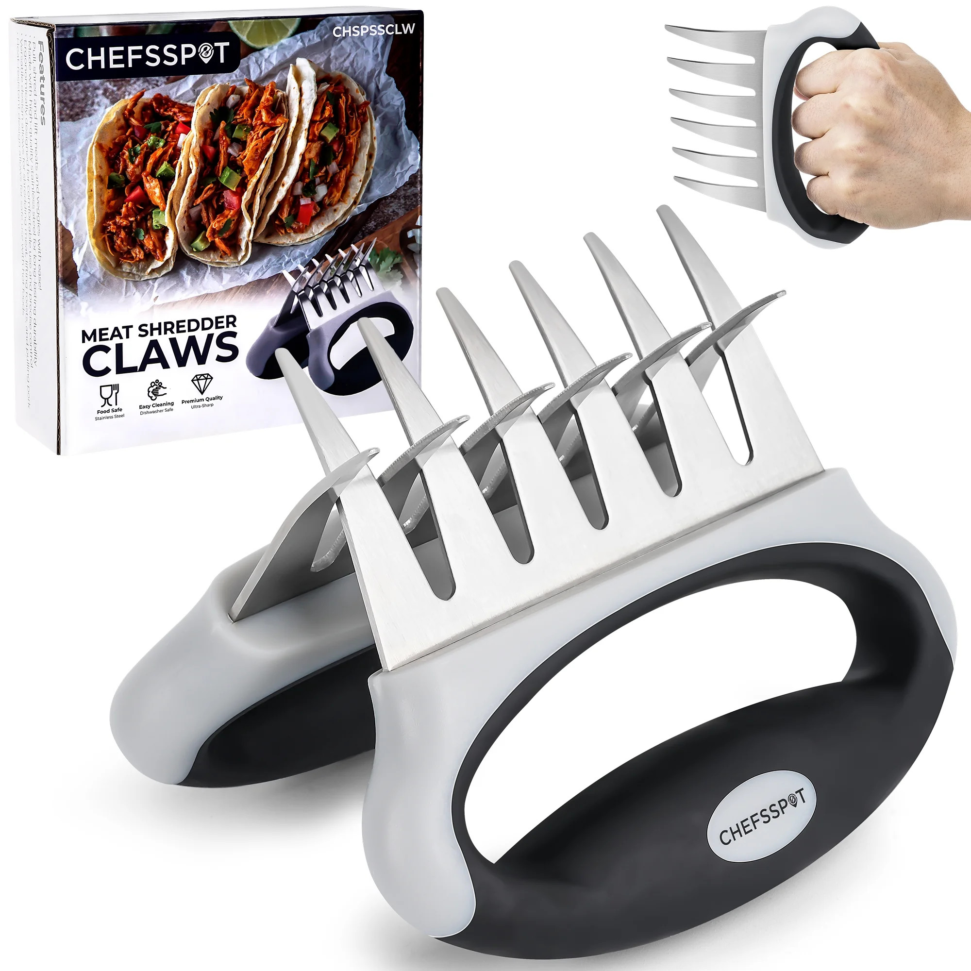 CHEFSSPOT Stainless Steel Meat Shredder Claws - Beef Chicken Grilling Accessories, Dishwasher Saf... | Walmart (US)