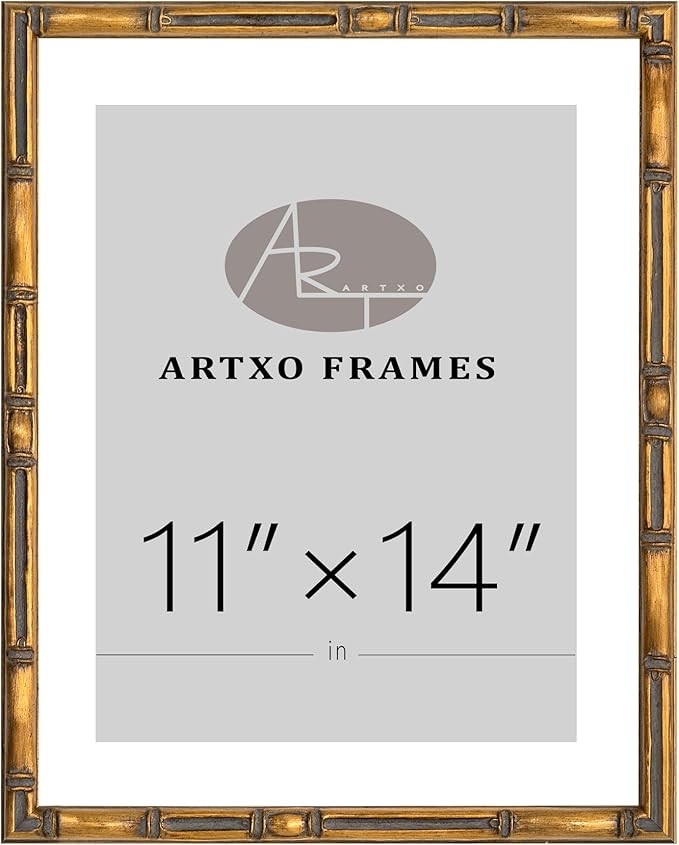 ArtXO 11"x14" Picture Frame Wooden, Display Pictures 8"x10" with Mat or 11"x14" Without Mat,Gold ... | Amazon (US)