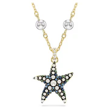 Idyllia pendant, Crystal pearls, Starfish, Multicolored, Gold-tone plated by SWAROVSKI | SWAROVSKI