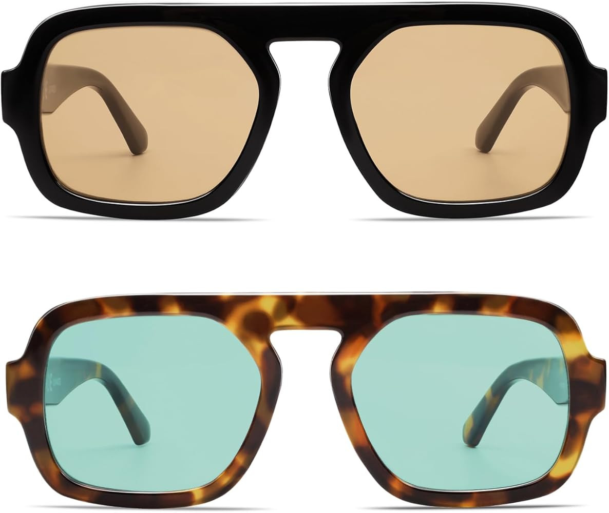 VANLINKER Oversized Retro Square Aviator Sunglasses for Women Men 70s Vintage Style Trendy Big Fl... | Amazon (US)