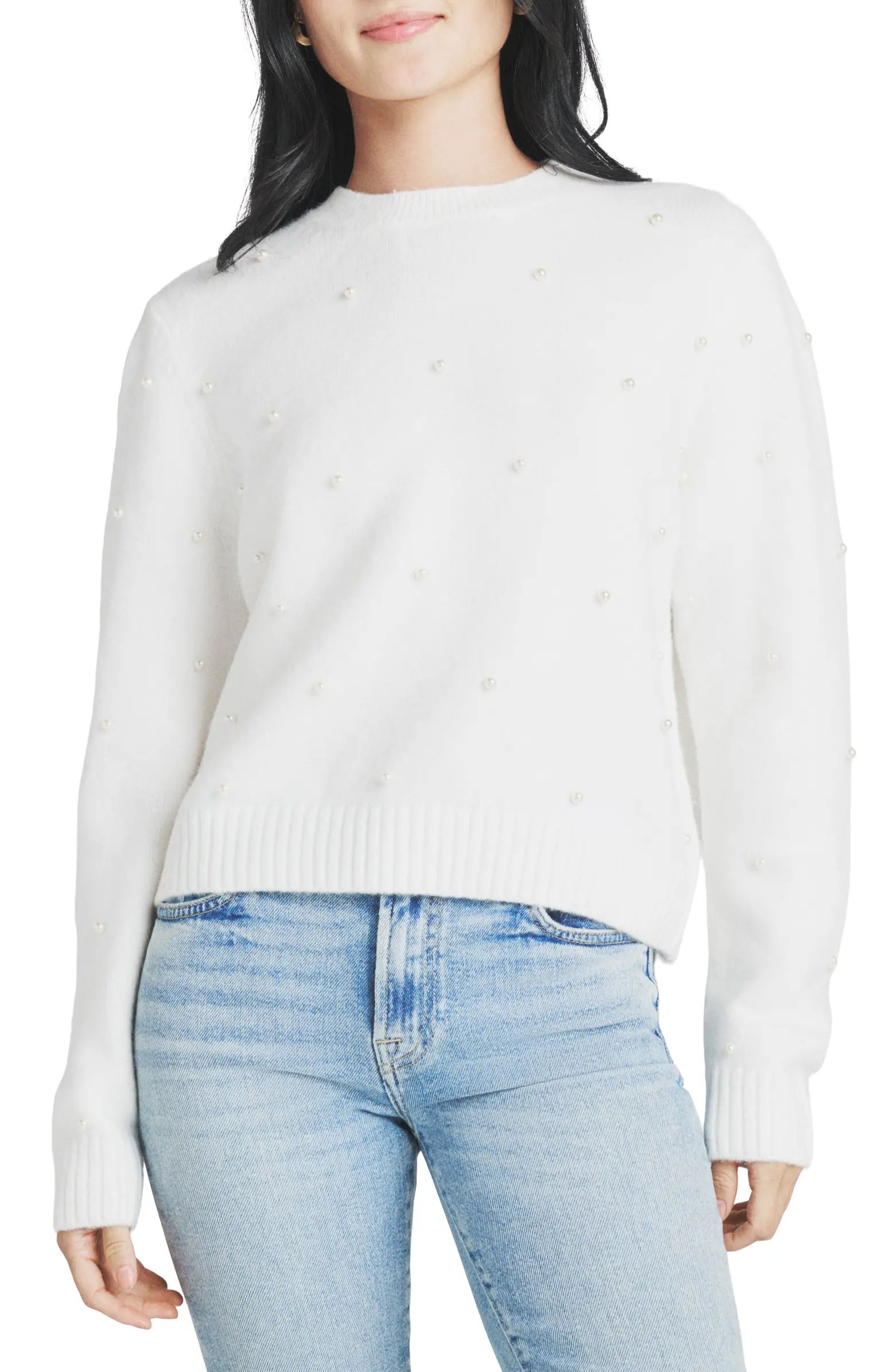 Faux Pearl Crewneck Sweater | Nordstrom