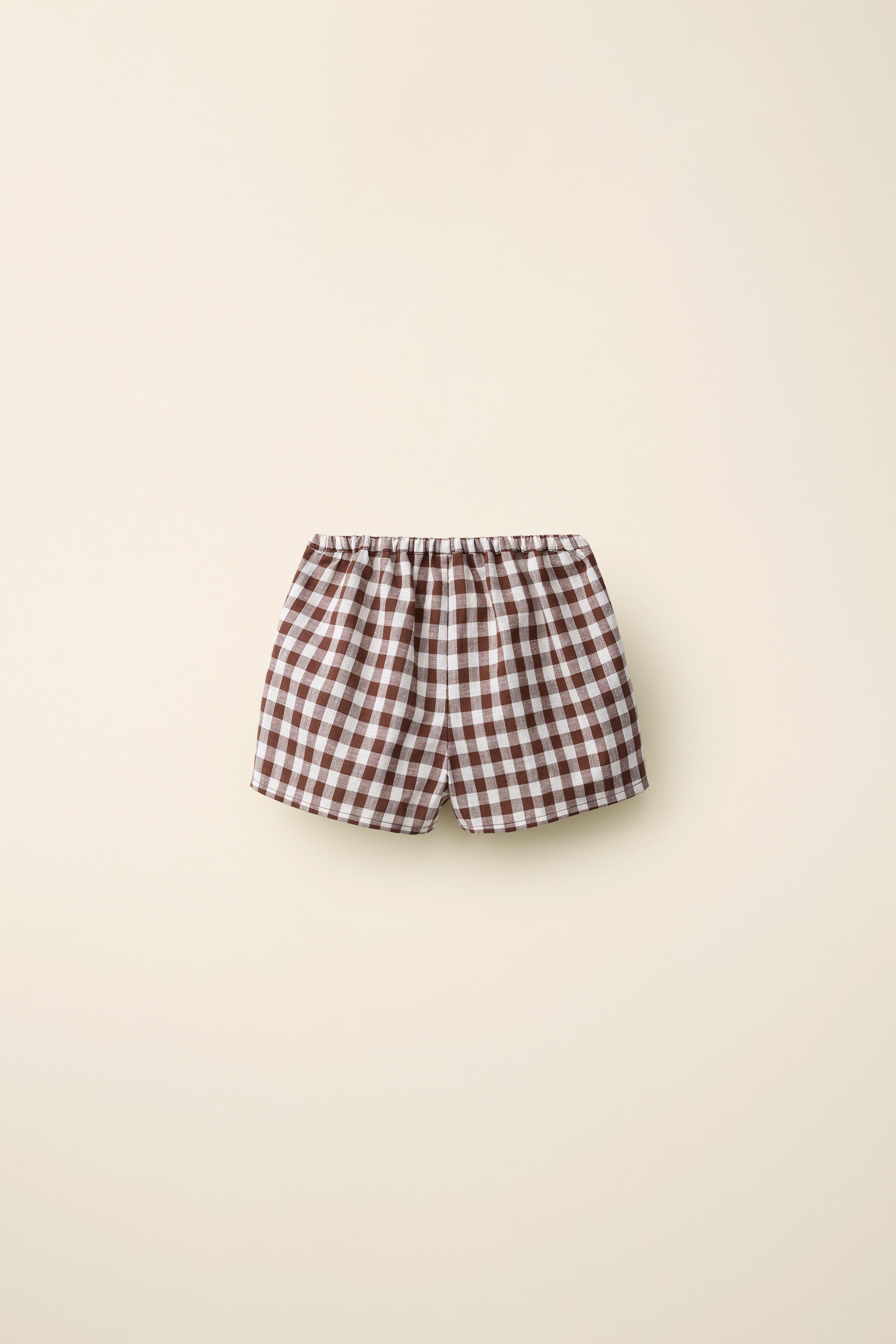 GINGHAM COTTON LINEN SHORTS CREATED BY CARAMEL LONDON X ZARA | Zara US