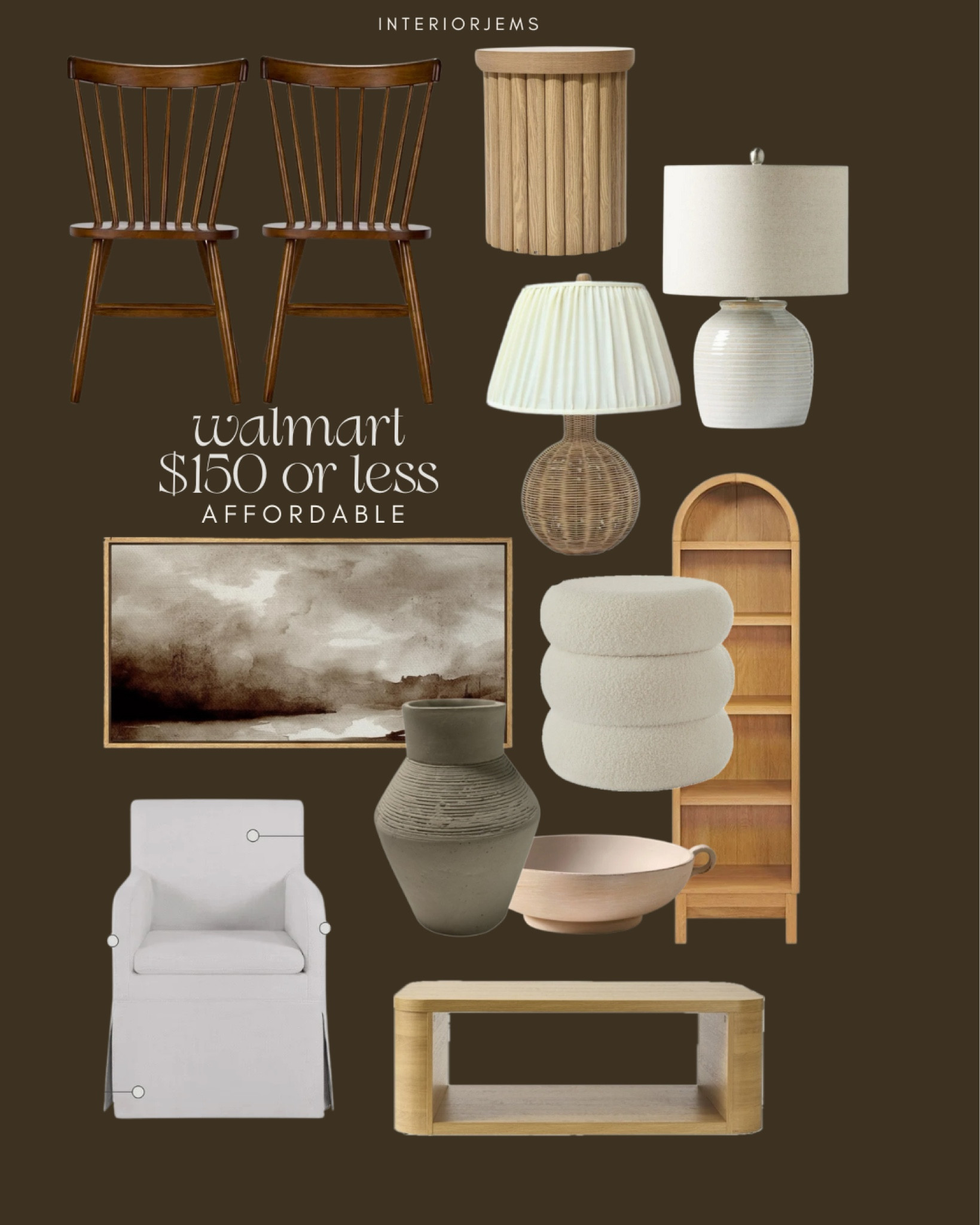 Furniture and home decor from Walmart under $150, affordable, better furniture, affordable, living room, furniture, coffee table, framed, art, table, lamp, upholstered, and chair, dining chair, tall arched bookcase

#LTKStyleTip #LTKSaleAlert #LTKHome