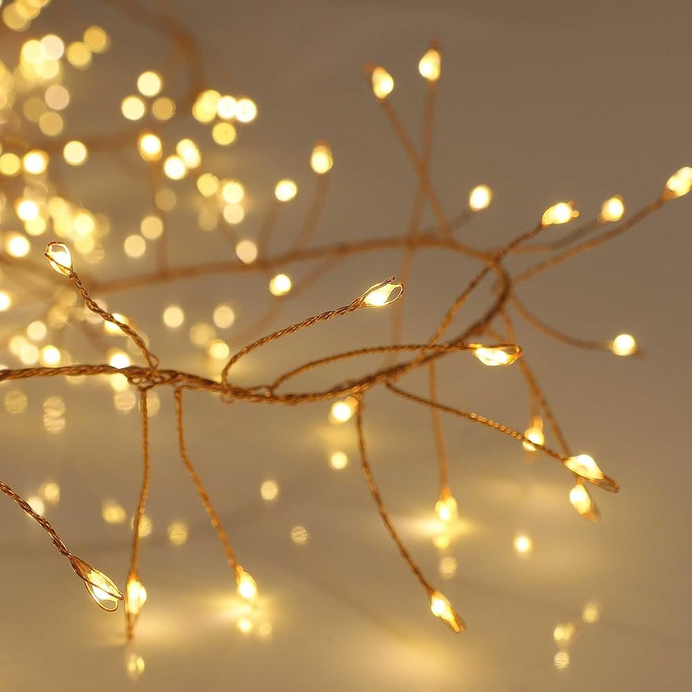 Warm White Cluster Lights on Thin Copper Wire, 200 Micro LED USB Plug in Christmas Fairy Lights, ... | Amazon (US)