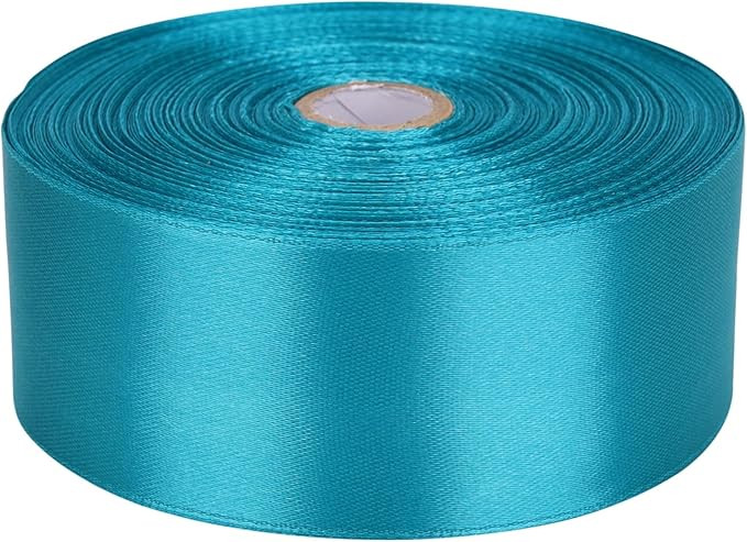 1-1/2 inch Peacock Blue Satin Ribbon 50 Yards Solid Fabric Ribbons Roll for Wedding Invitations, ... | Amazon (US)