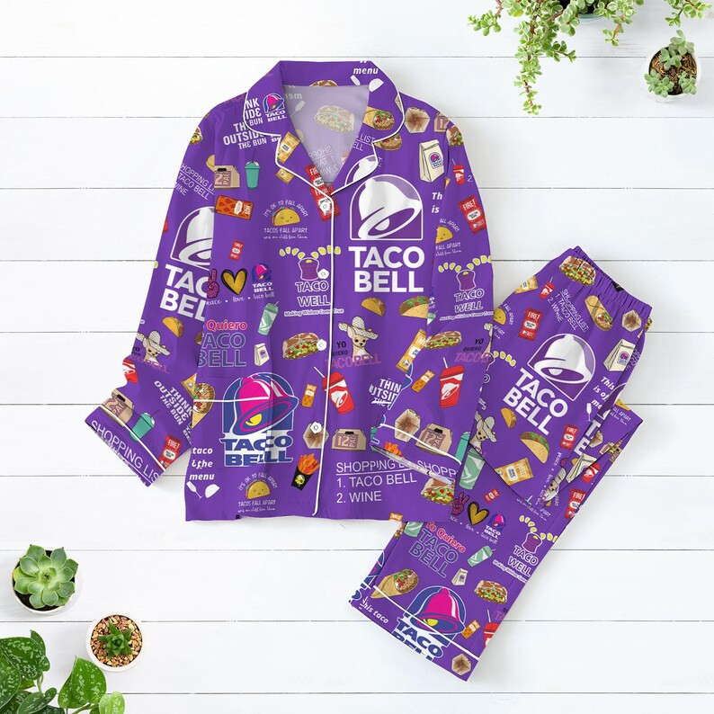 Taco Bell Pajamas Christmas, Taco Bell Womens Pajamas, Taco Bell Pajamas Family, Taco Bell Pajama... | Etsy (US)