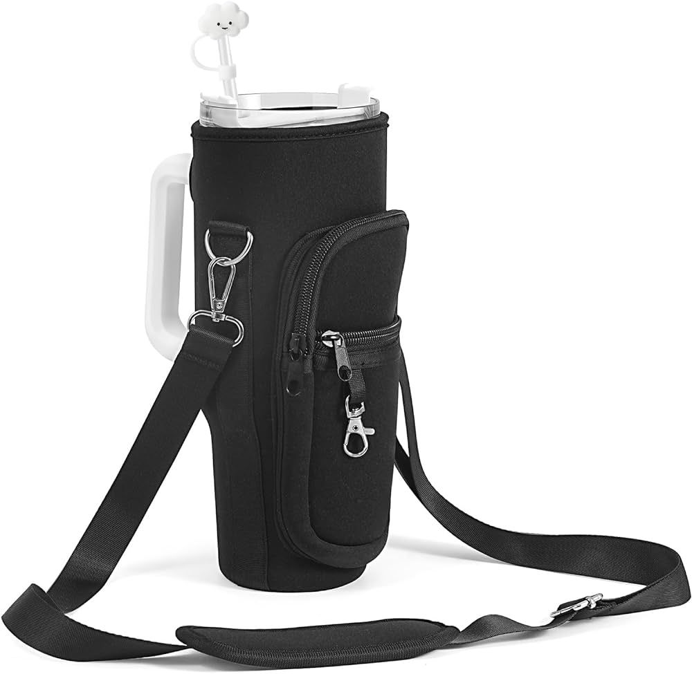 Water Bottle Holder with Strap Pouch and Handle fits for Stanley Quencher H2.0 & Adventure 40 oz ... | Amazon (US)