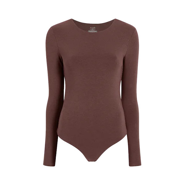 Long Sleeve Crewneck Bodysuit | Coffee - nuuds | nuuds