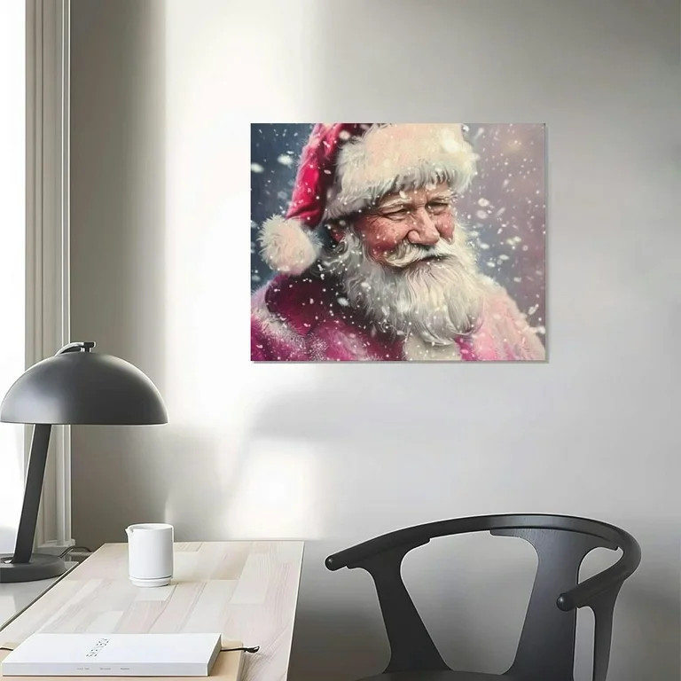 Patifu  Pink Santa Claus Wall Art Canvas Painting Posters Christmas Decor Snow Scene Canvas Pictu... | Walmart (US)