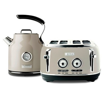 Haden Dorset 4 Slice Wide Slot Stainless Steel Toaster Bundled with 1.7 Liter Stainless Steel Electric Kettle with 360-Degree Base, Putty & Chrome | Target