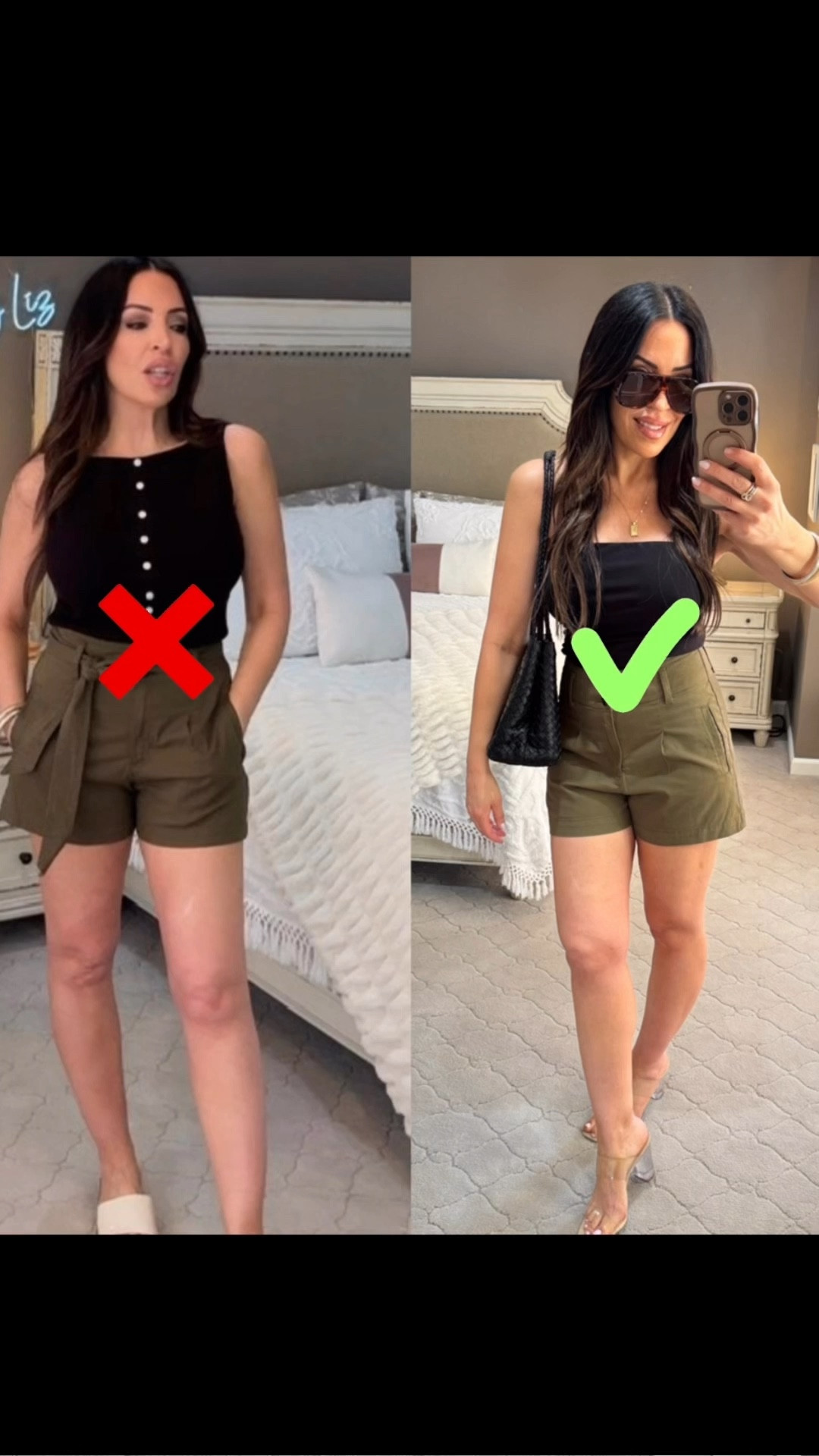 Outfit Upgrade: Styling Secrets 👗✨
Ever buy an outfit and think, "this just isn't working?" 🤔 It might not be the clothes—it might be the styling! I’m obsessed with these new Walmart finds—the perfect tube top and olive utility shorts—but the first way I styled them was a total "no way, Jose!" 🙅🏻‍♀️
By swapping the top for a sleek tube fit, adding some bold sunnies, and a classic black tote, I took this look from "okay" to elevated and chic. 💁🏻‍♀️✨
Check out the transformation:
• Before: A bit cluttered, wrong proportions. ❌
• After: Clean, balanced, and perfectly accessorized. ✅
Which look do you prefer? Let me know in the comments! 👇🏼
#LifeInStyleByLiz #WalmartStyle