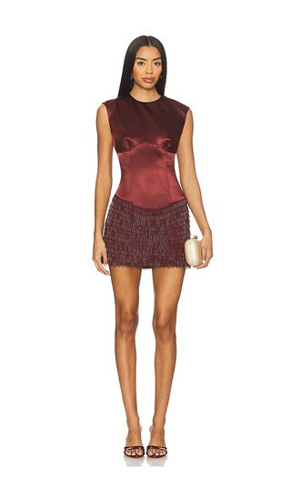 Camila Coelho Peyton Embellished Mini Dress in Burgundy. - size XS | Revolve Clothing (Global)