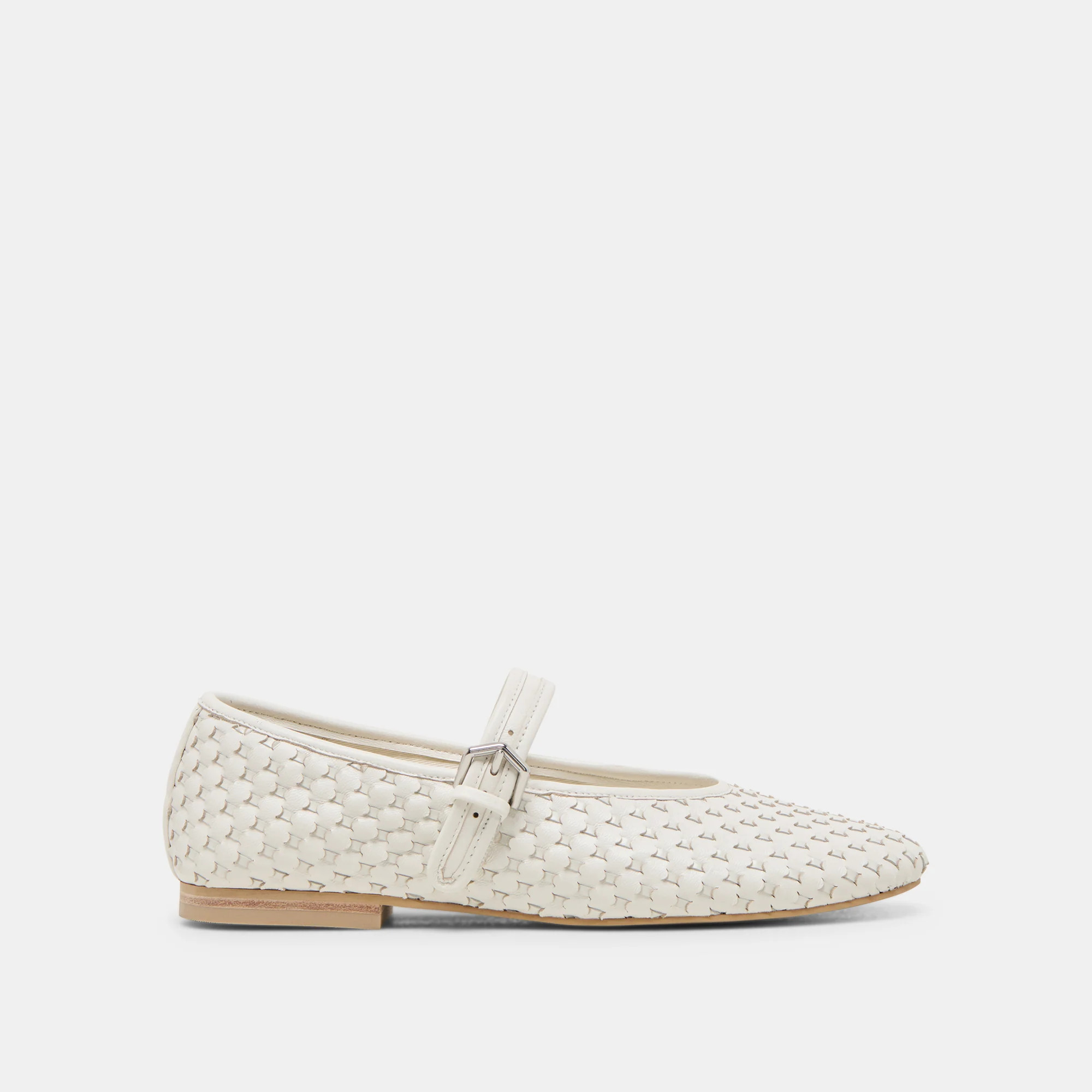 Roslyn True White Woven Leather Ballet Flats | Dolce Vita | DolceVita.com
