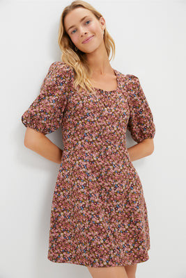 Mauve Ditsy Floral Button Front Corduroy Bryant Mini Dress | Tuckernuck (US)