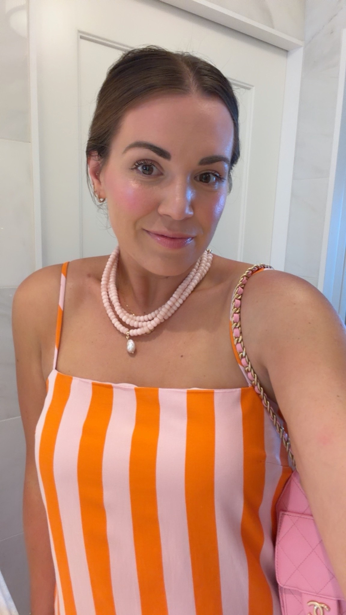 curvy midsize summer beach vacation look! wearing size large in pink and orange striped dress. on major under $50. loveeee this pink layered necklace!

#LTKSeasonal #LTKMidsize #LTKSaleAlert